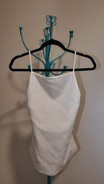 Chic White Low Back Strappy Cami Top – Size S